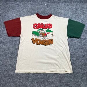 Vintage‎ Premier Sportswear Grilled Venison Graphic T-Shirt Mens XL Colorblock